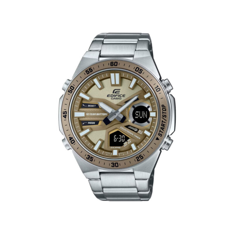 Casio Edifice EFV-C110D-5A – analogno-digitalni, silver/bež ton, 10 ATM