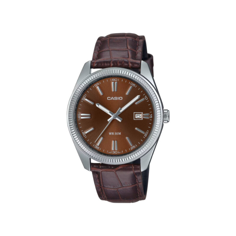 Casio MTP-1302PL-5A – kožni kroko kaiš, amber brojčanik, 5 ATM